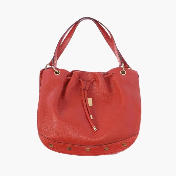 MCM Handbags - MCM 2 Way Motif Leather Drawstring Bucket Bag with Dusty. Excellent Condition